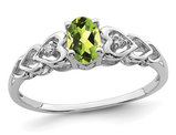 3/5 Carat (ctw) Oval Cut Peridot Heart Promise Ring in Sterling Silver